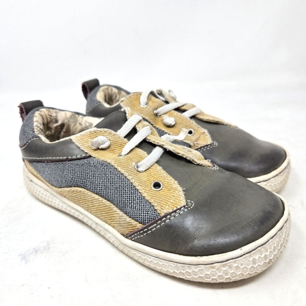 LIVIE and LUCA Gray and Tan Sneakers Elastic Tie Slip On Shoes Size 13